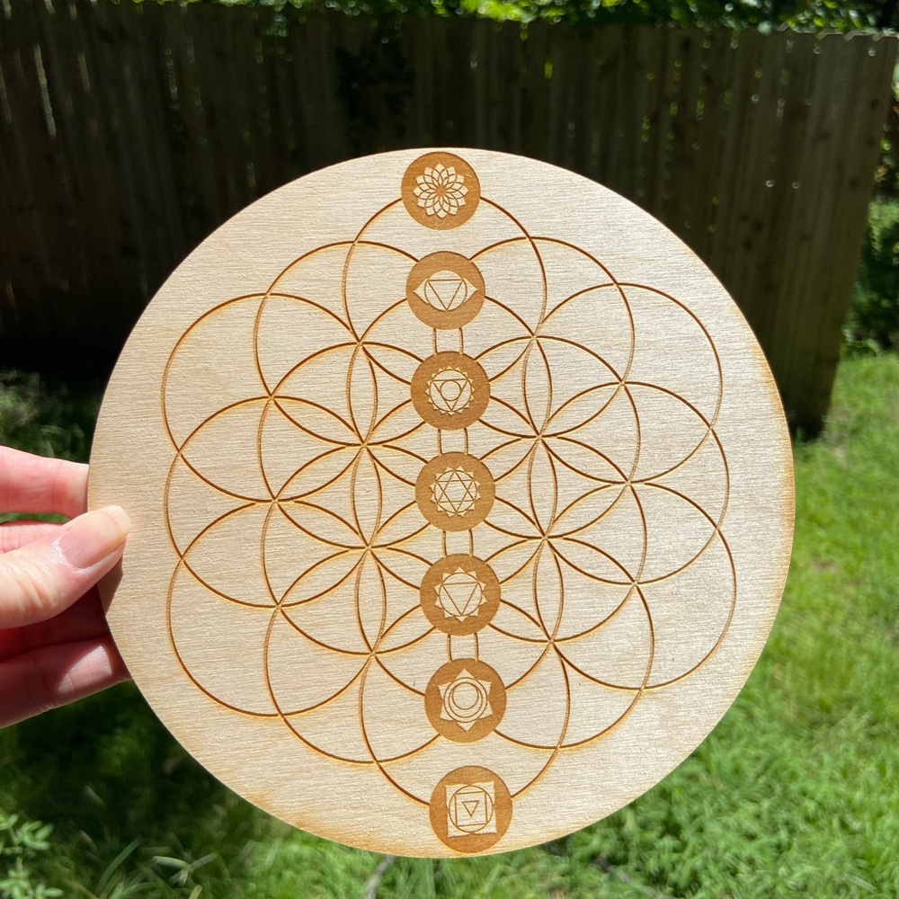 Wooden Crystal Grid for Manifesting, Directing Energy and Protection -NEW